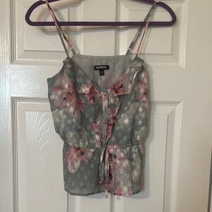 Express Floral Camisole in Gray and Pink